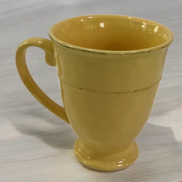 Pier 1 Imports Martello Mango Cup Yellow Brown Accented Rim Coffee Mug - Picture 1 of 6